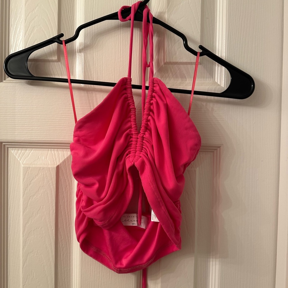American Threads Vibrant Pink Halter Top